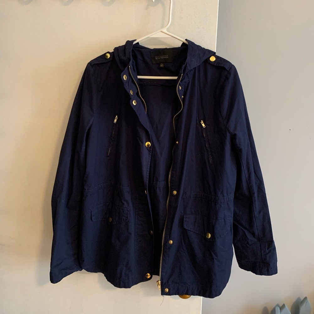 BLU PEPPER Navy Blue Utility Jacket | size L | NWT
